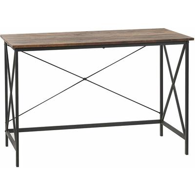 Schreibtisch Dunkelbraun MDF-Platte Holzoptik 115 x 60 cm Metallgestell Schwarz rechteckig Image