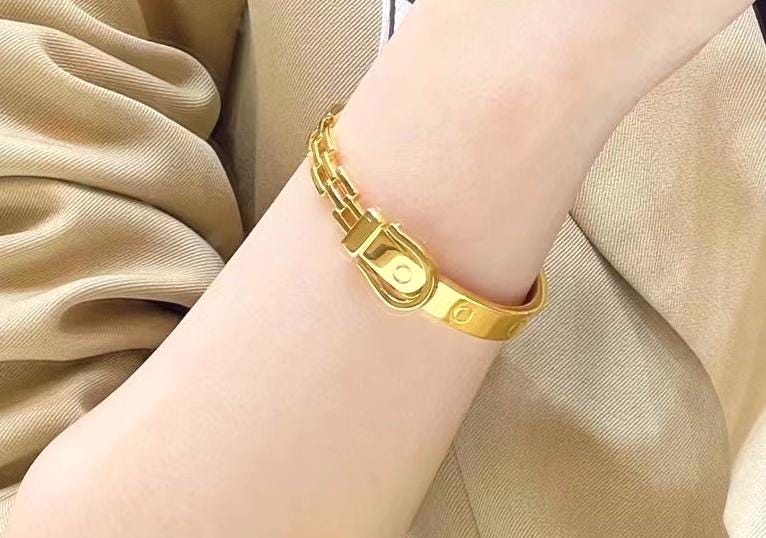 Oro puro 24 carati, bracciale in oro 24 carati, bracciale con fibbia in oro, bracciale in oro puro, bracciale in oro massiccio, gioielli in oro puro,