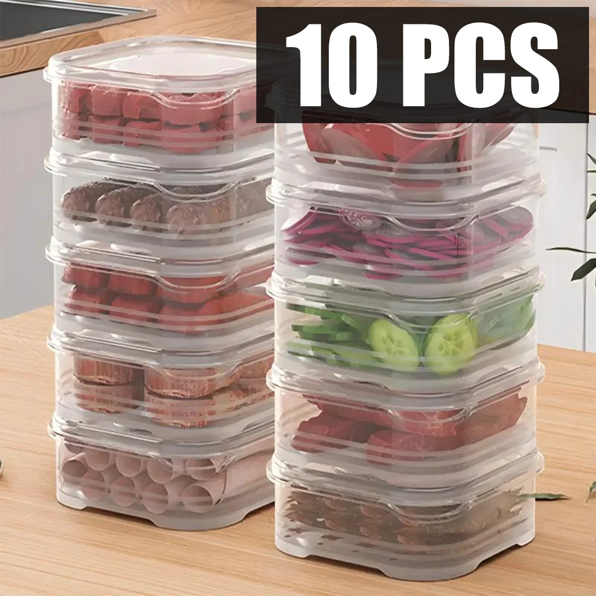 Boîte de conservation des aliments pour réfrigérateur, boîte de rangement multifonction pour aliments de cuisine 10 pièces