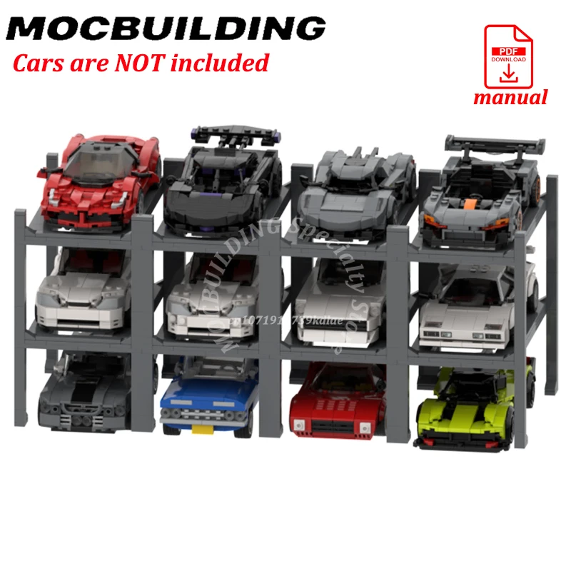 Présentoir de voiture de ville pour voitures larges à 8 goujons, support de course, blocs de construction MOC, ascenseur en brique, affichage de voiture de course, cadeau de Garage