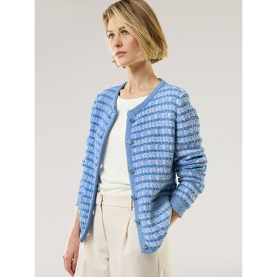 Walbusch Damen Strick Jacke Bändchengarn Hellblau grafisch Image