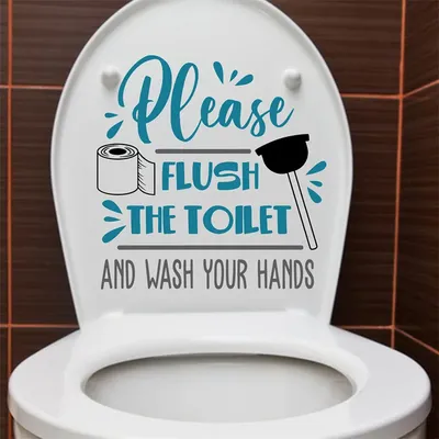 Flush The Toilet PVC-Toilettenaufkleber, kreative Toilettenaufkleber für Waschräume, abnehmbare, wasserdichte, selbstklebende Toilettenabdeckung aus PVC Image