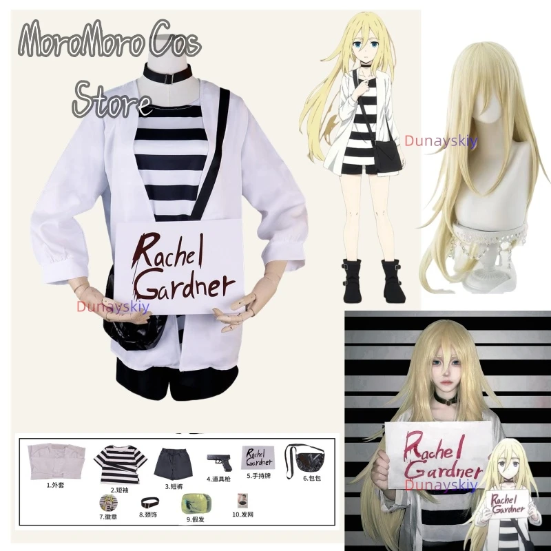Angels Of Death Cosplay Ray Rachel Gardner Cosplay Kostüm Halloween Cos Mann Frau Komplettset Mantel T-Shirt Shorts Neckbelt Tasche Perücke Image