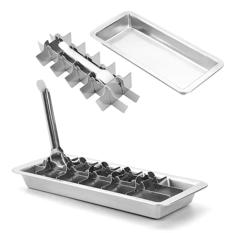 Edelstahl Eiswürfel schale Edelstahl Eiswürfel hersteller Gefrier schrank Quadrat Eiswürfel form Werkzeug für die Milch-und Getränke kühlung