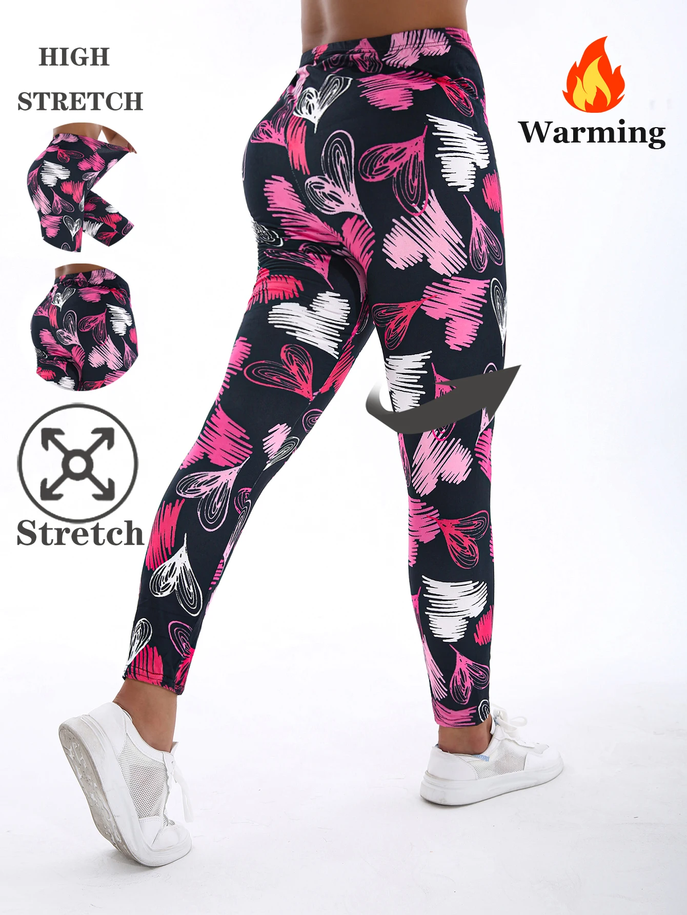 Herbst Winter 1 PACK frauen Rot Und Weiß Liebe Plüsch Dicke Sexy Enge Legging Casual Sport Elegante Fitness Yoga hosen