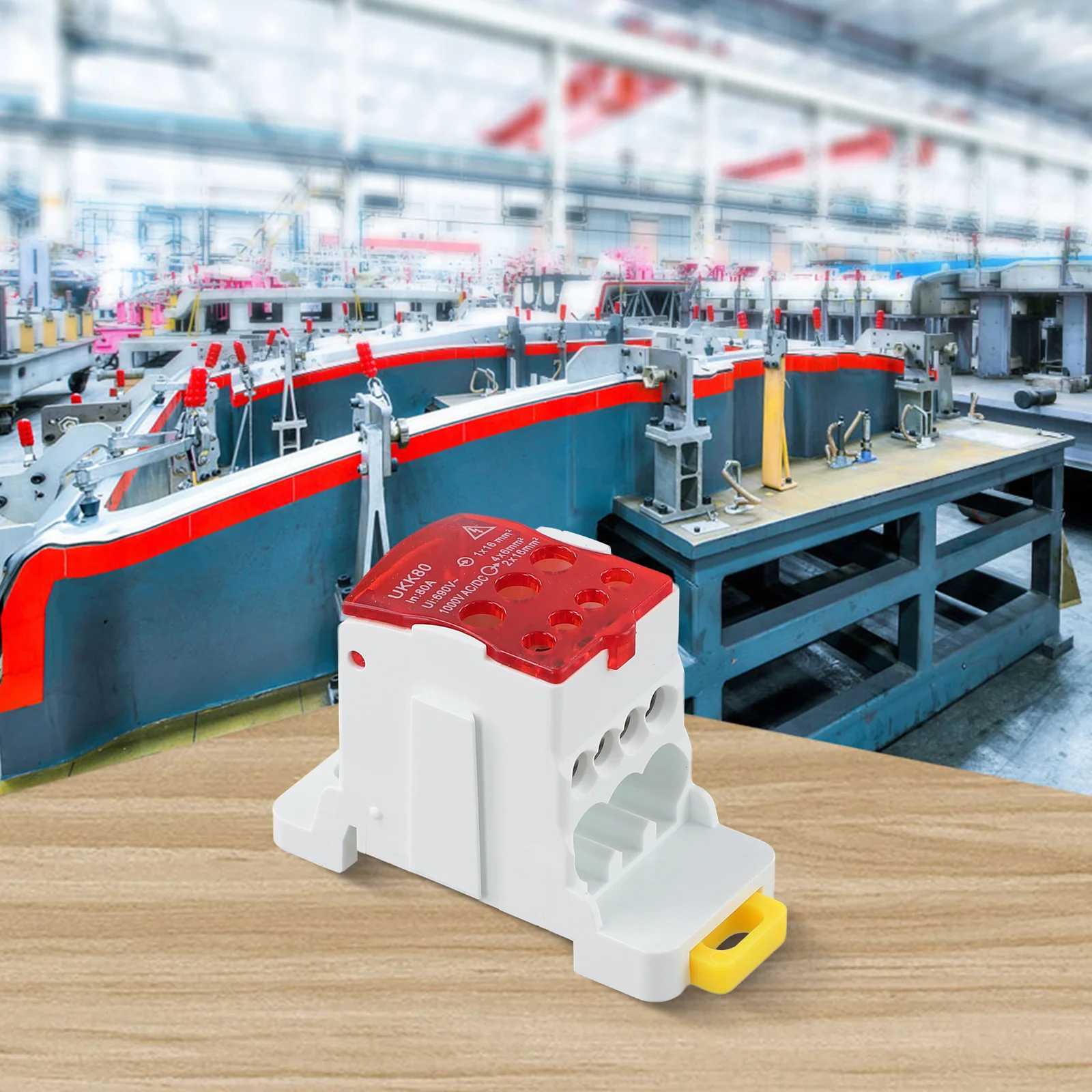 80A Stromanschlusskasten, schnelle Verkabelung, Verteilungsklemmenblock-Anschluss, DIN-Schiene, rot/blau, verdickter Kupfer-Führungsklemmenkasten Image