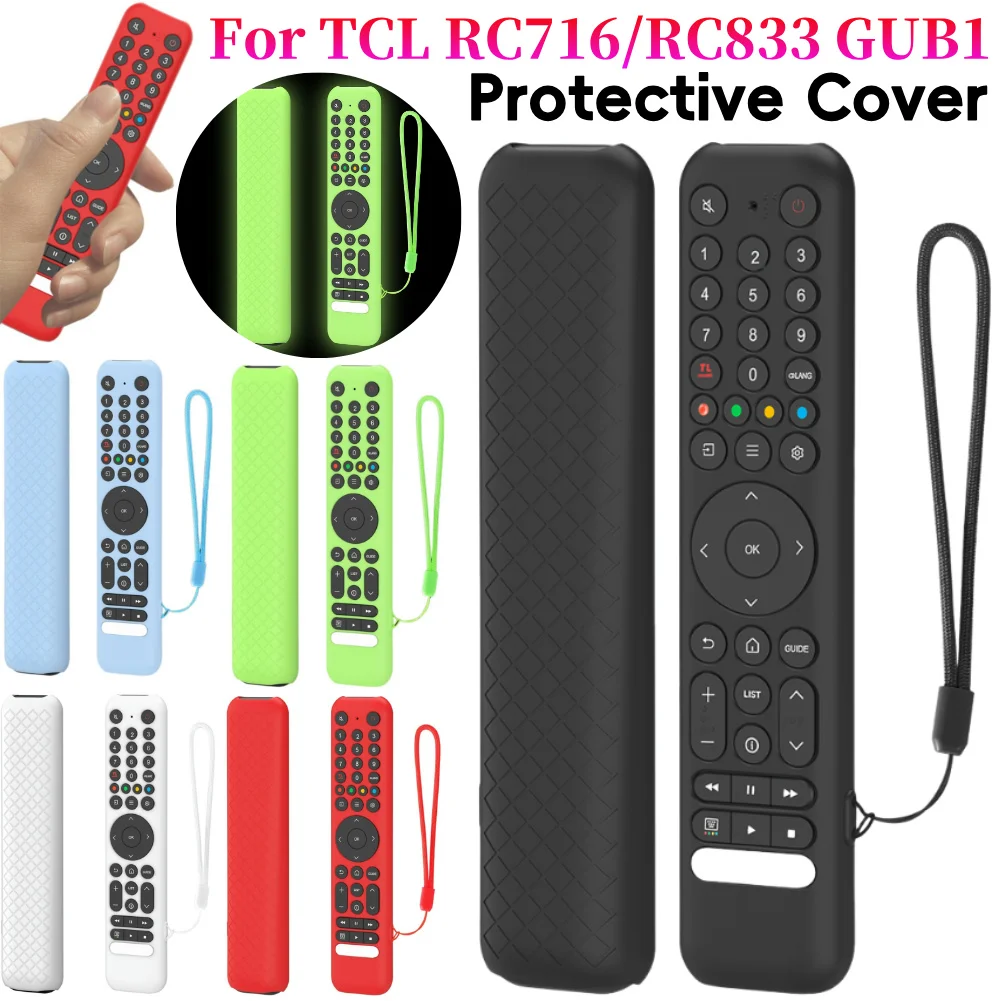 Silikon-Schutzhülle mit Umhängeband, weiche Schale, stoßfeste Fernbedienungshülle für TCL RC716/RC833 GUB1 TV-Fernbedienungszubehör Image