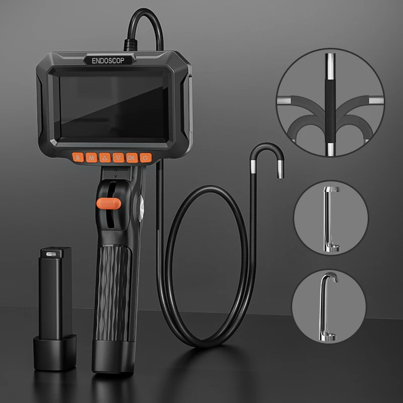 2-Wege-Gelenkendoskop-Joystick Zweiwege 360 ° 180 ° Rotations-Lenkkamera, 4,3-Zoll-Bildschirm, HD1080P, Endoskop zur Rohrinspektion Image