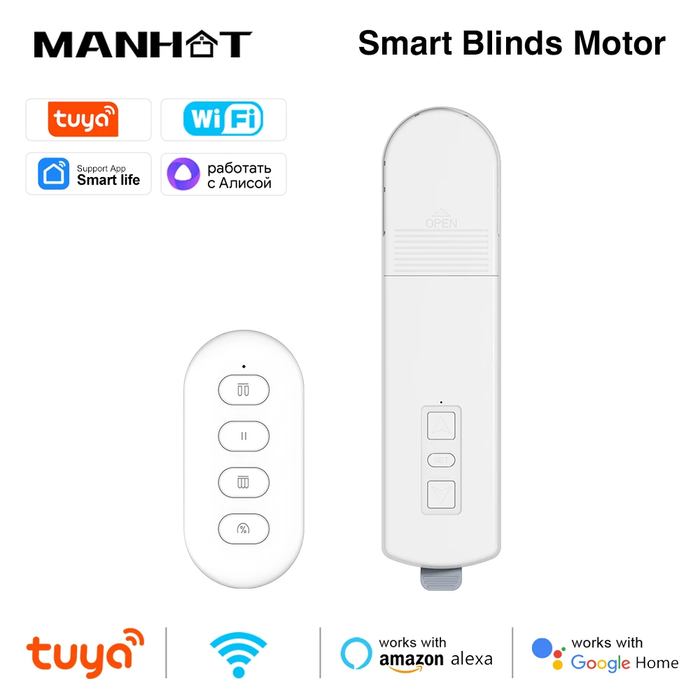 Tuya Smart WiFi Rollos Vorhang Motor DIY Motorisierte Kette Rollos Schatten Shutter Stick mit Fernbedienung Alexa Google Hause