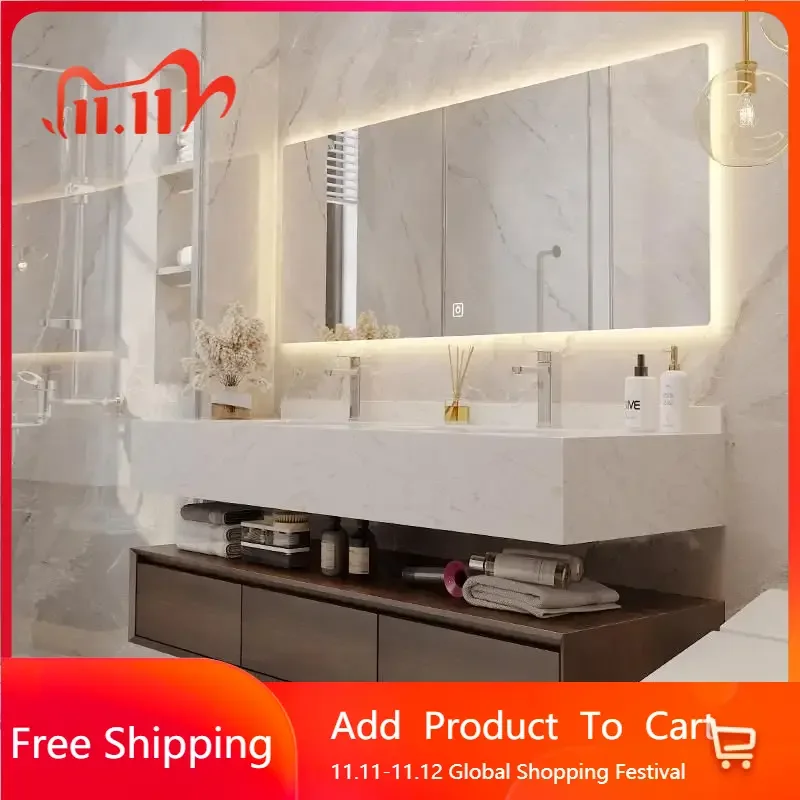 Badezimmer-Aufbewahrung, Aktenschränke, schmale Möbel, Spiegel, Waschbecken, Unterschrank, WC-Boden, Doppelstein-Waschbecken, Holzwaschbecken, Waschtisch