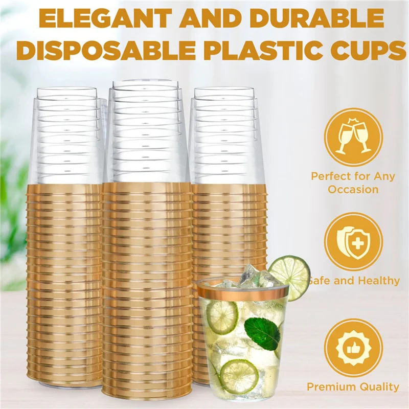 Y50A-100Pcs Kunststoff Wein Tassen Klare Einweg Wein Gläser, Kunststoff Wein Gläser, Klare Cocktail Gläser Einweg Tassen
