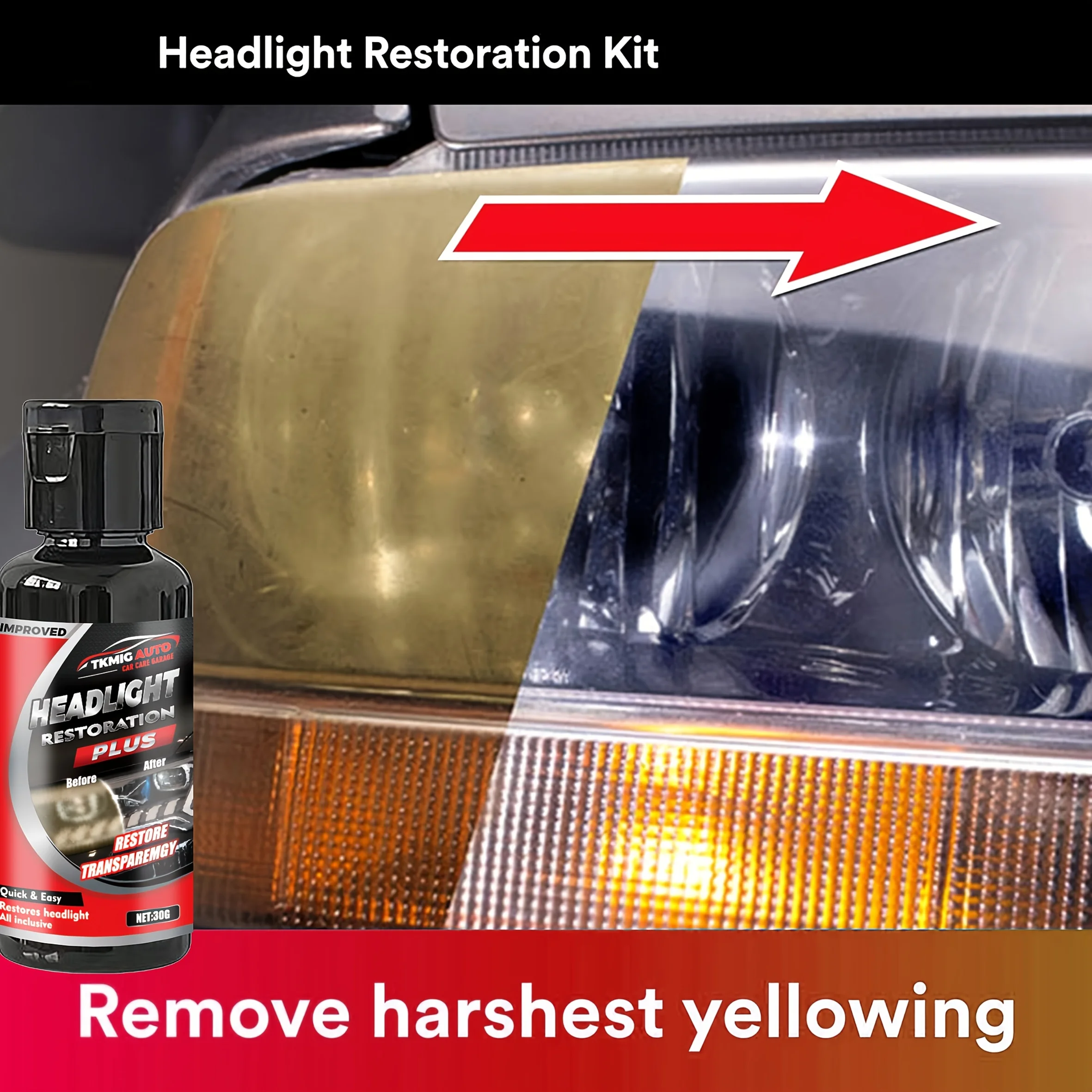 Autoscheinwerfer-Restaurierungsflüssigkeit – Vergilbung von Kratzern, Verschmieren, Beschichtungsrenovierungsmittel für Kfz-Lichter Image