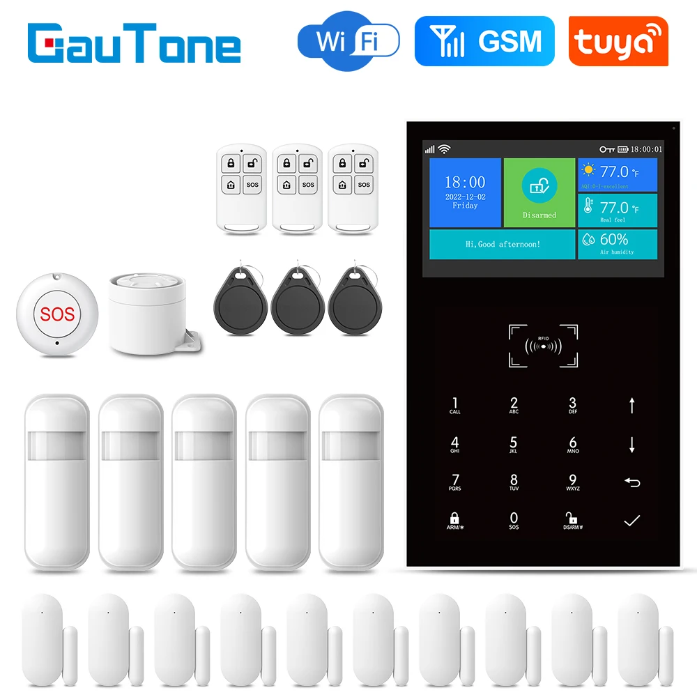 WIFI TUYA Smart Home GSM Alarm System Smart Leben APP Arbeit Alexa Google Drahtlose Sichere Sicherheit für Haus 433 MHz Image