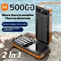 Xiaomi 50000mAh Solar Power Bank Batteria a ricarica rapida wireless Alimentazione mobile di grande capacità Doppio USB 4 cavi per iPhone Samsung