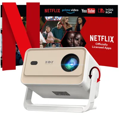 XGODY-Projektor FHD 1080P Netflix Offiziell und KI Autofokus 700 ANSI 25000 Lumen Dualband-WLAN-Bluetooth-Projektor 4K-Unterstützung Image