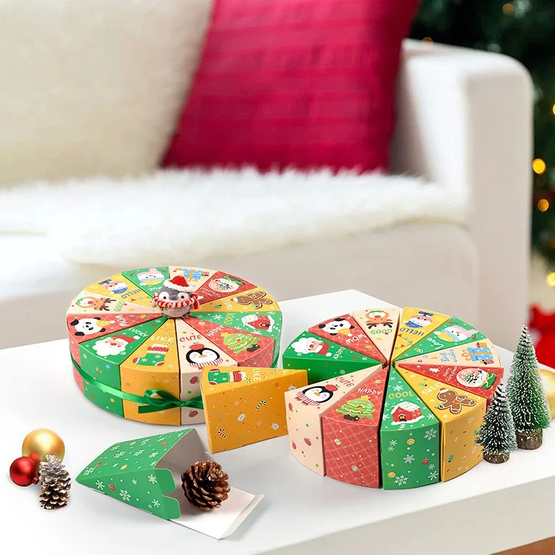 12 Stück Frohe Weihnachten Süßigkeiten Box, Kuchen Form Blind Boxen, Weihnachten Neujahr Party Geschenk Verpackung Taschen Kinder Gefälligkeiten Image