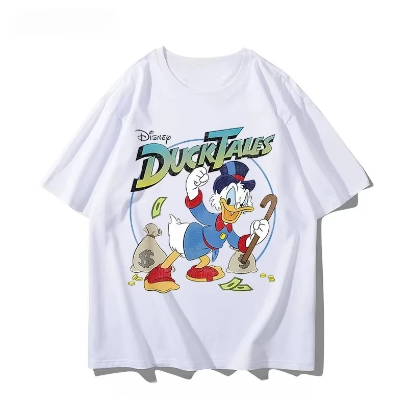 Disney Cartoon Donald Duck Print T-Shirt Dagobert Duck Vintage T-Shirt Sommer Damen Casual Kurzarm Streetwear T-Shirt Top