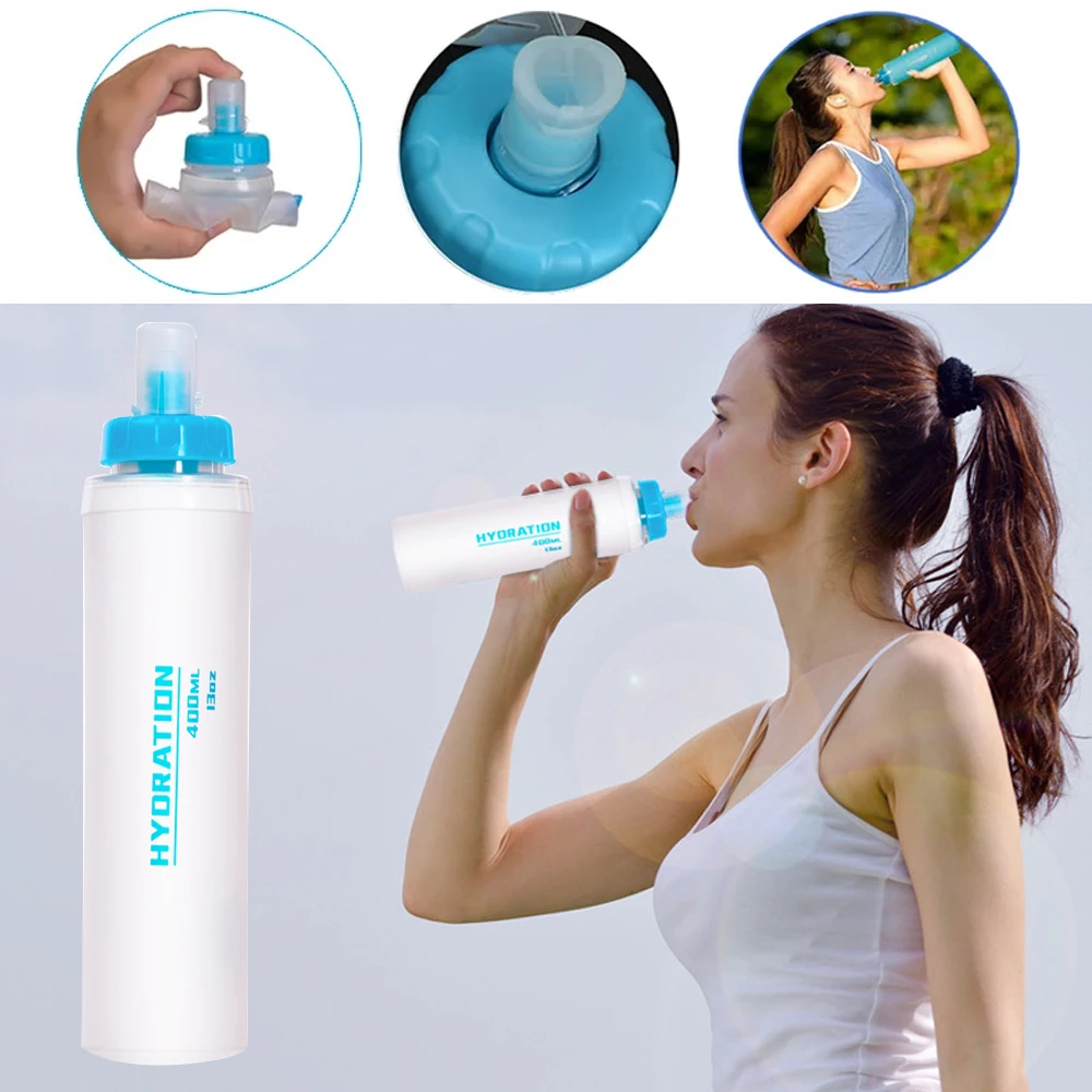 1PCS Soft Flask, Shrink As You Drink Soft Water Bottle für Trinkrucksack, faltbare Wasserflasche Laufen, Wandern, Radfahren, Klettern Image