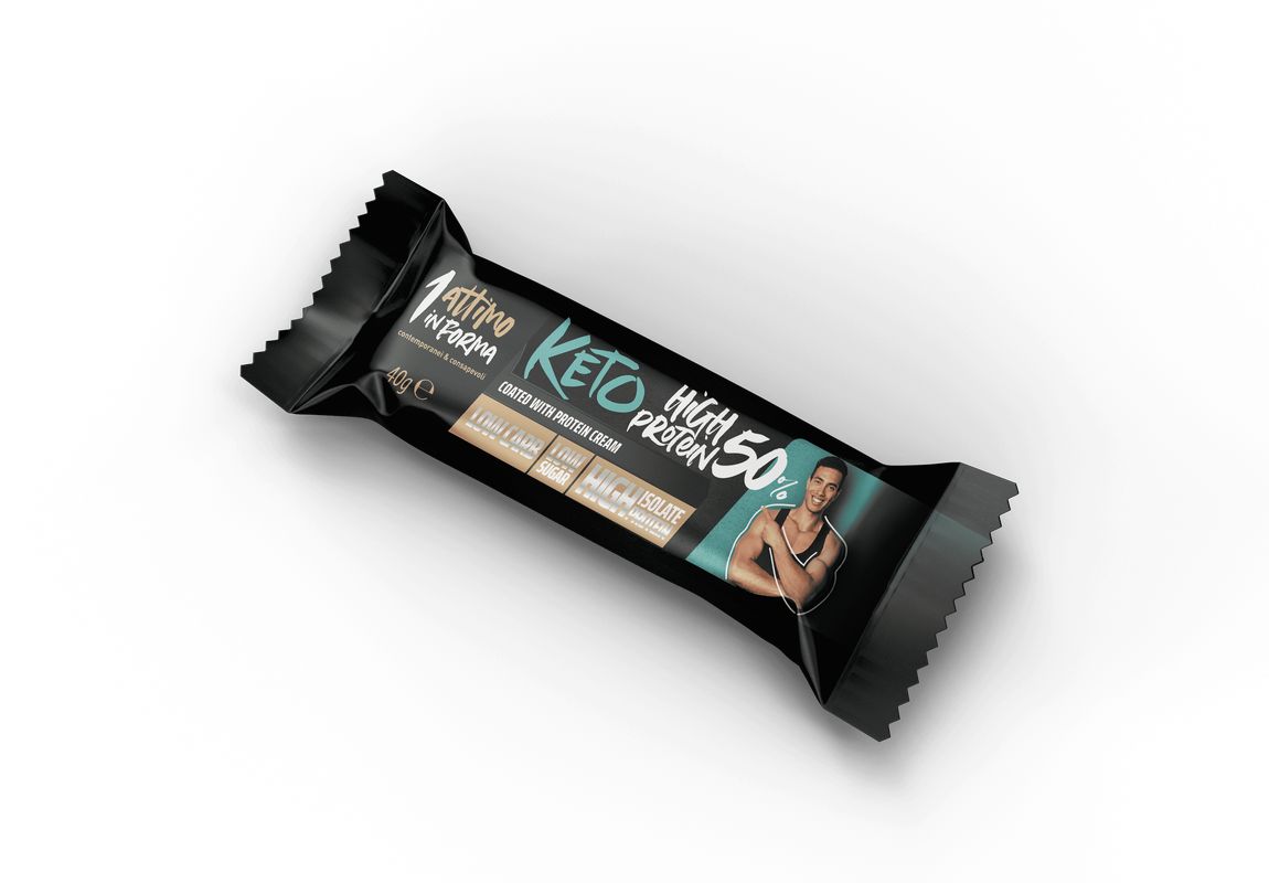 1attimoinforma Keto Barretta Proteica al 50%; Gusto Cookie e Cacao 24x