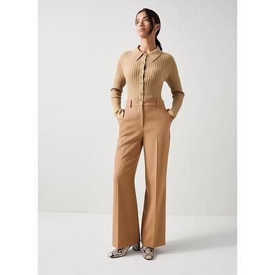 Julia Petite Camel Relaxed Wide Trousers, Camel