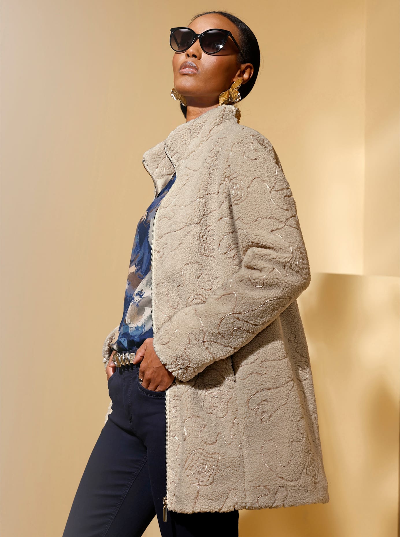 Langjacke MAINPOL, Damen, Gr. 36, beige (sand), 100% Polyester, unifarben, Jacken Image
