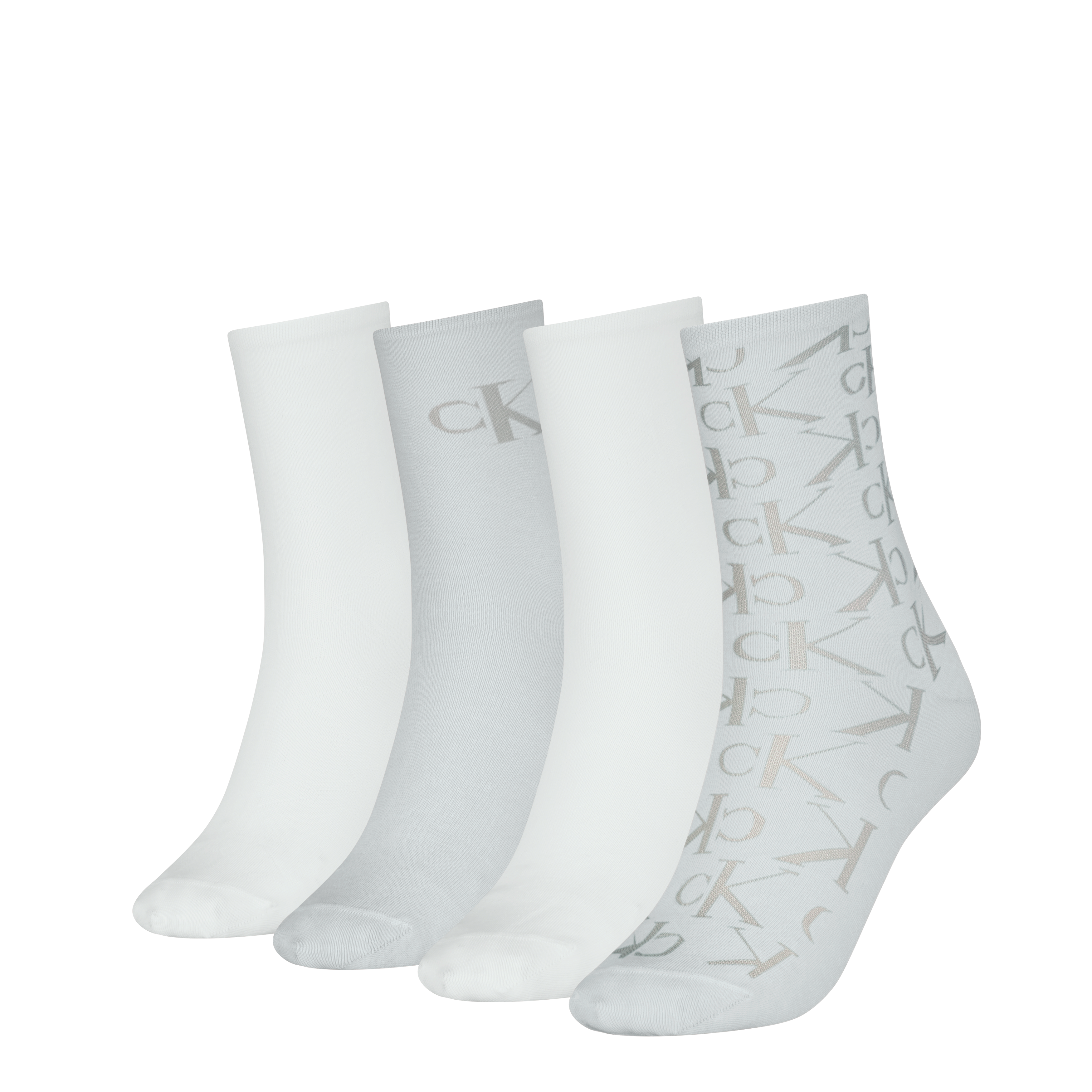 Socken CALVIN KLEIN JEANS "CKJ WOMEN SOCK 4P HOLIDAY PACK AOP", Damen, Gr. - (37/41), weiß (light grau, weiß), Baumwollmischung, normal, Socken, Logo, schmales Bündchen Image