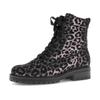 Schnürstiefelette GABOR "PISA", Damen, Gr. 44, schwarz (schwarz, leo), Veloursleder, animal-print, modisch, Schuhe, Blocakabsatz, Schnürboots im Animal-Look, Komfortweite H