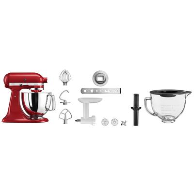 KITCHENAID Küchenmaschine "5KSM125EBM SCHWARZ MATT", rot (empire rot), B:24cm H:36cm T:37cm, Küchenmaschinen, Gratis Fleischwolf, Schüssel, Spritzgebäckvorsatz (Wert: ca.238,- UVP)