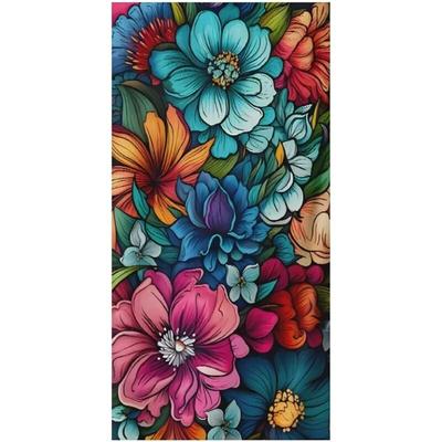 Ccykxa - Strandtuch mit Blumenmuster, 70 x 140 cm, Mikrofaser, sanddicht, schnelltrocknend, für Image