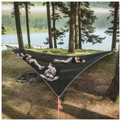 Ulisem Große Dreieck-Hängematte für den Himmel, Camping-Baum, tragbare Multiplayer-Hängematte für 3 Image