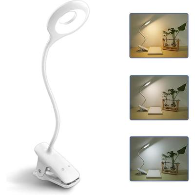 W wiederaufladbare kabellose LED-Schreibtischlampe, 24 LEDs, Touch-Bettlampe mit Clip, 3 Farben und Image