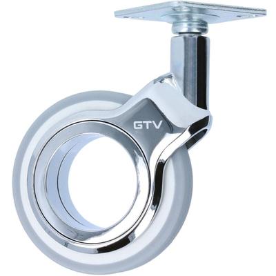 Ms Beschläge - Möbelrolle Chrom glänzend bodenschonend Lenkrolle Laufrolle Grau ø 75mm Rolle Image