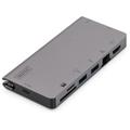Dock da viaggio multiporta usb-c Digitus 8 porte, grigio: 2x video, 2x usb c, 2x usb 3.0, RJ45, 2x