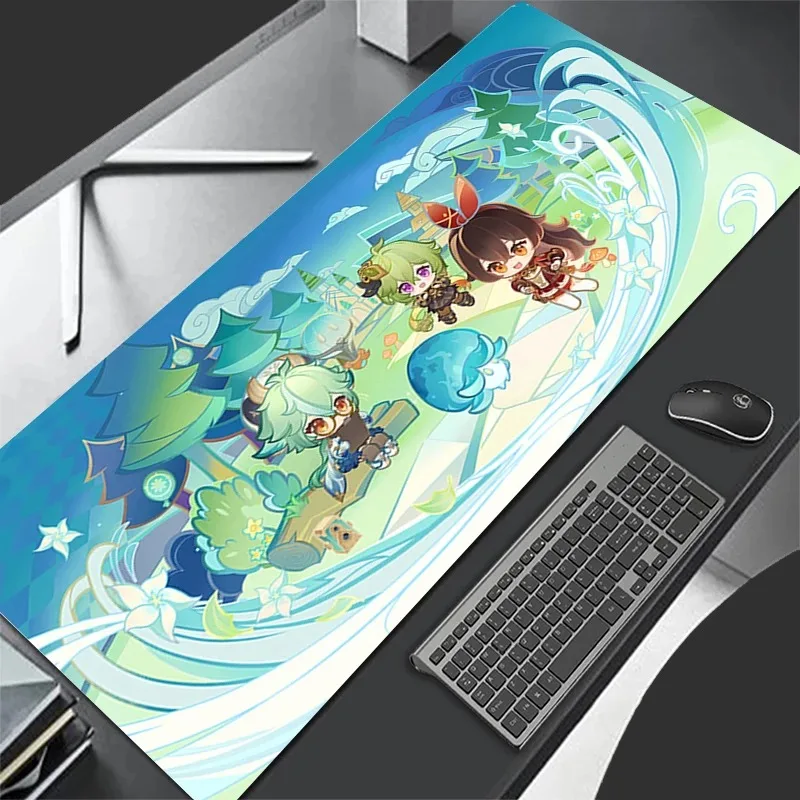 Neues Mauspad, größer XXL, 900 x 400 Geschwindigkeit, Mini-PC-Computer-Tastatur-Pads, Genshin Impact, Schreibtischunterlage, Gaming-Zubehör, Heim-Mauspad Image