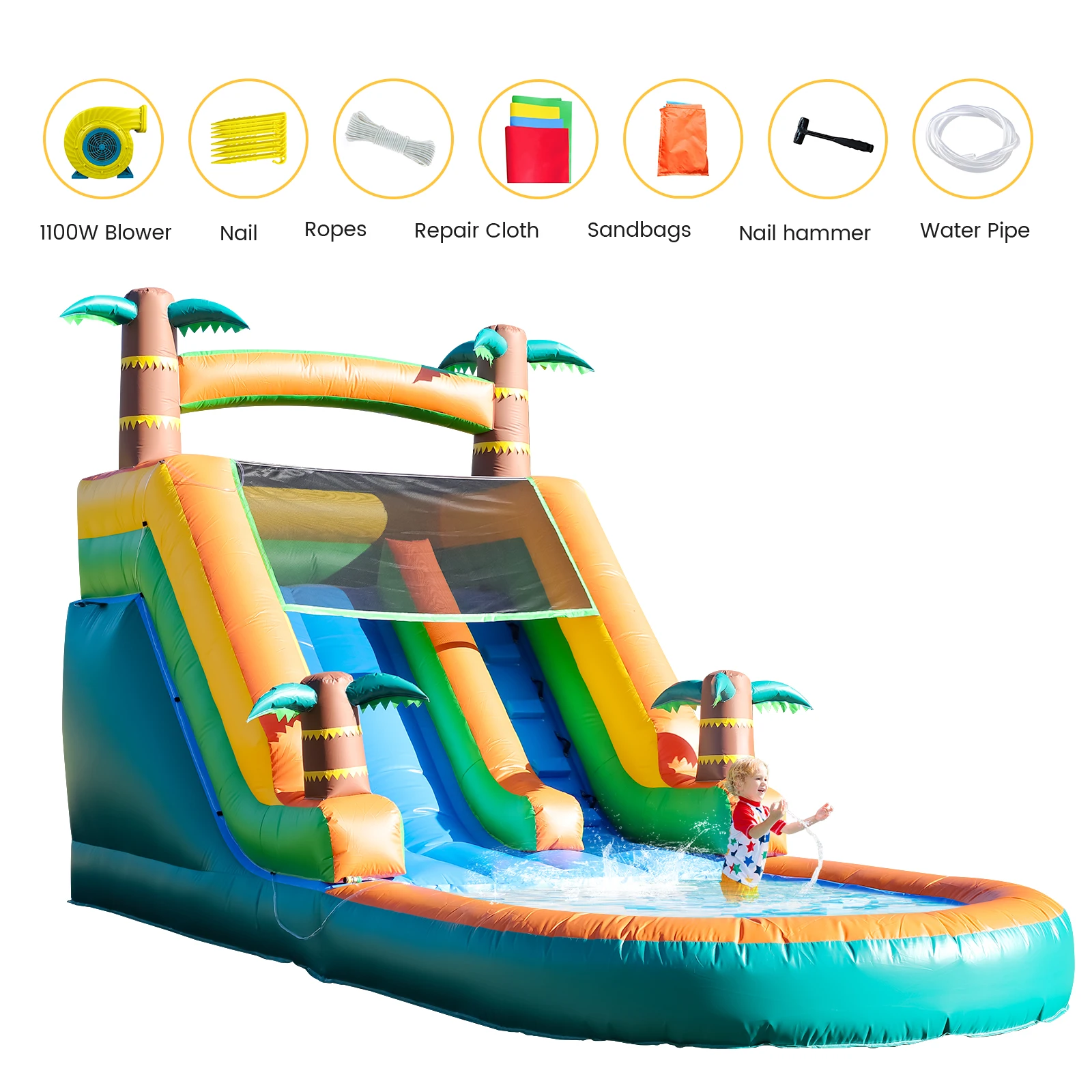 21ft riesige kommerzielle PVC aufblasbare Wasserrutsche Bounce House Pool mit Gebläse kommerzielle Kinderspielplatz-Wasserrutsche Image