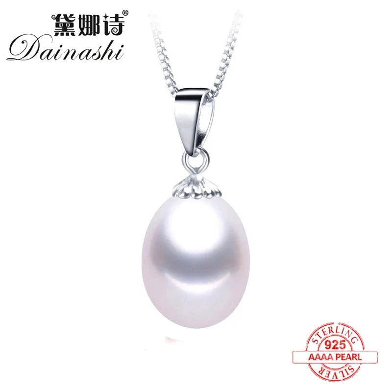 AAAA Echte Süßwasserperle Anhänger 8-9mm 925 Sterling Silber Halskette Für Frauen Großhandel Kleine Größe Natürliche Perle schmuck Image