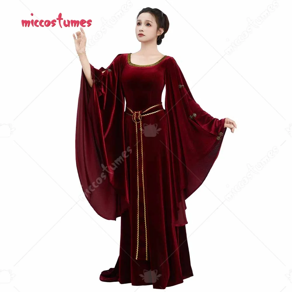 miccostumes Damenkostüm Böse Hexe Cosplay Samt Renaissance Kleid mit Gürtel Halloween Cosplay Kostüm Image