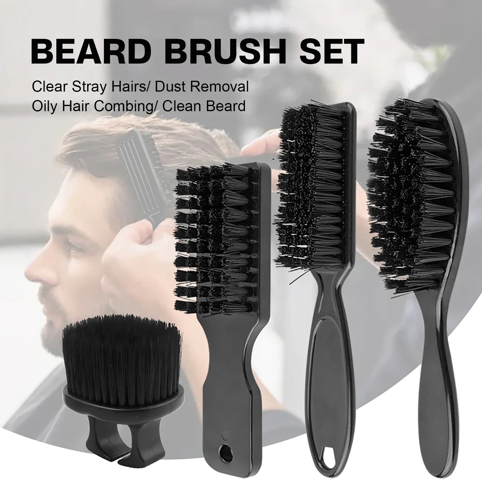 4 stücke männer Rasierpinsel Set Barber Haar Schneiden Reinigung Pinsel Haar Pinsel Neck Pinsel Professionelle Bart Reinigung Werkzeug Image