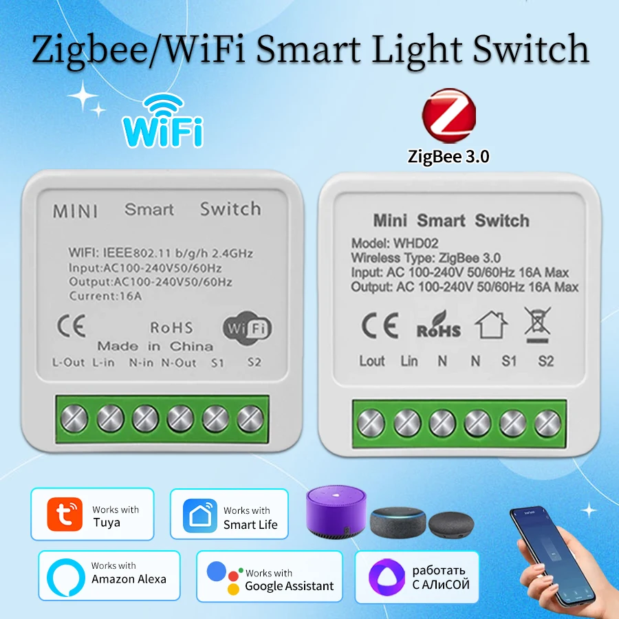 16A Tuya Zigbee WiFi Smart Switch Modul Smart Home Relais Breaker 2-weg Steuerung Alexa Google Home Smart Leben APP Fernbedienung Image