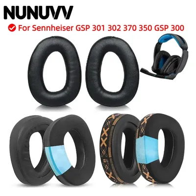NUNUVV Ersatz bedruckter Eisseidenstoff, schützender Kopfbalken/Ohrpolster für Sennheiser GSP 301 302 370 350 GSP 300 Headset Image