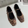 Große Größe 43, Schuhe mit Leopardenmuster, Damen-Mary-Janes-Schuhe, weibliche Designer-Flachmode, flache Damenschuhe mit Schnalle und Schuhen