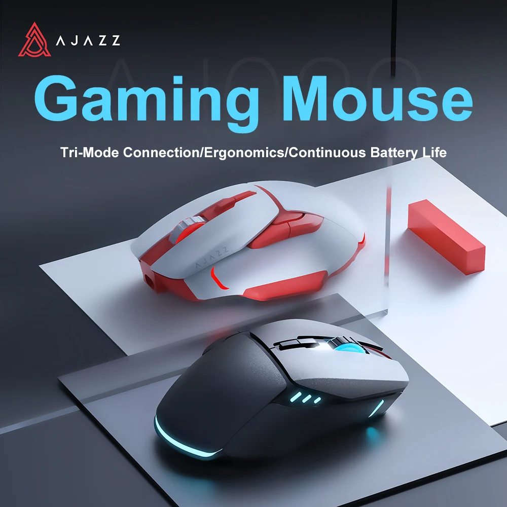 Ajazz AJ039 Kabellose Gaming-Maus RGB 7 Tasten Tri-Modus Kabelgebundene Bluetooth-Maus PAW3212 Ergonomisches Design für PC Laptop Desktop Image