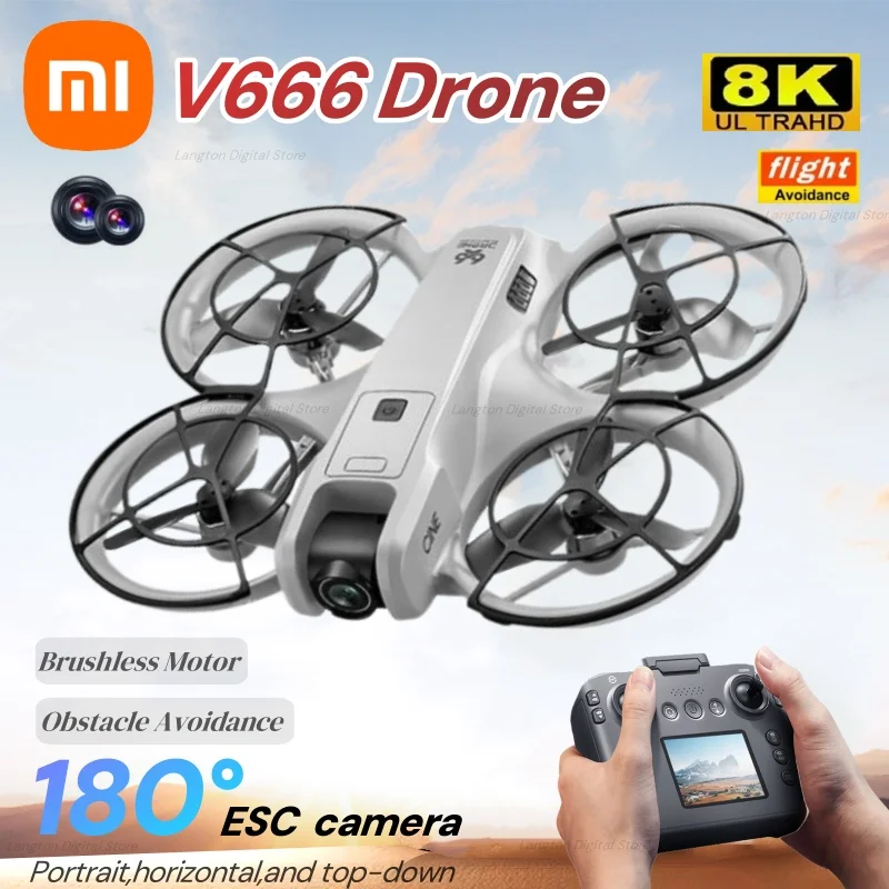 V666 Mini RC Luft Drohne 8K HD Kamera Faltbare Intelligente Hindernis Vermeidung Bildschirm Fernbedienung Bürstenlosen Motor GPS Drone