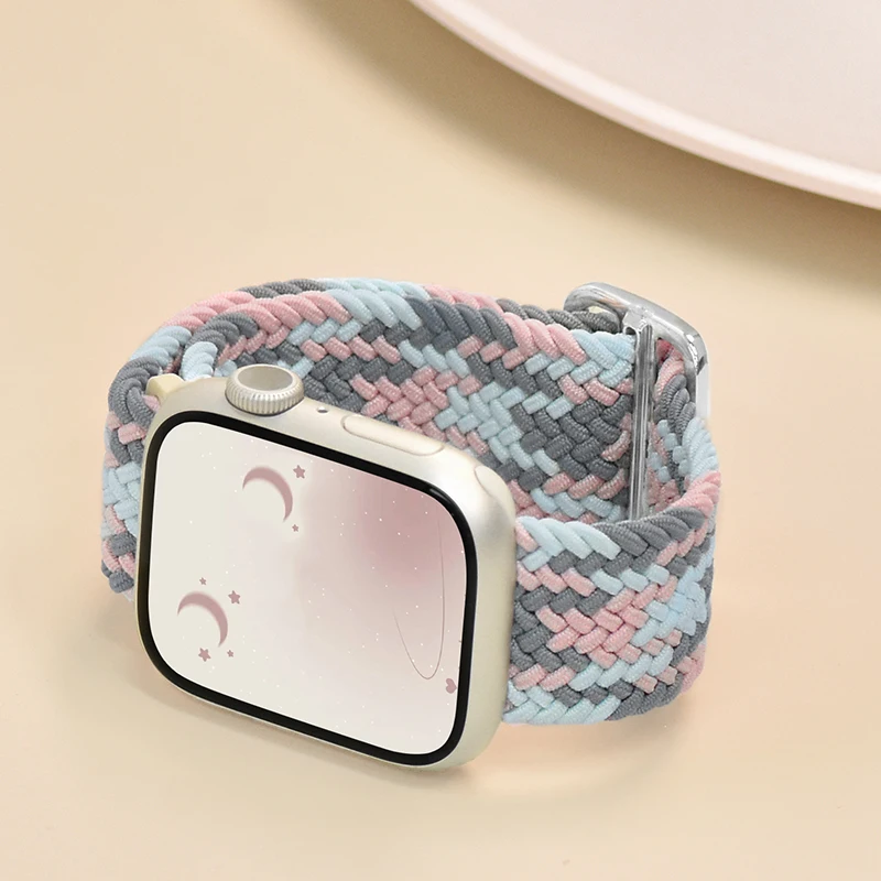 Geflochtenes Armband für Apple Watch Band 45 mm 46 mm 49 mm 44 mm 40 mm 41 mm 42 mm Elastisches Armband iWatch Serie 10 9 8 7 3 5 SE 6 4 Ultra Image