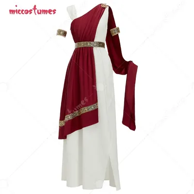 miccostumes Damen Römische Kaiserin Kostüm Fullset Kleid Gürtel mit Krone Halloween Cosplay Kostüm Image