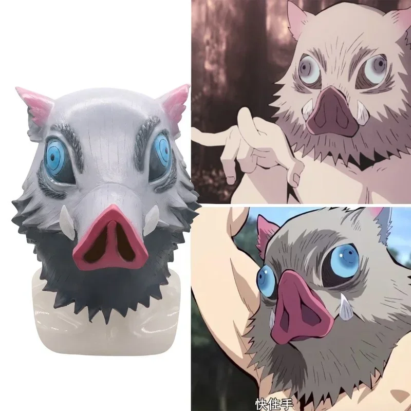 Hashibira Inosuke Maske Anime Kimetsu No Yaiba Dämon Slayer Cosplay Kostüm Requisiten Cartoons Halloween Party Kopfbedeckung Masken Image