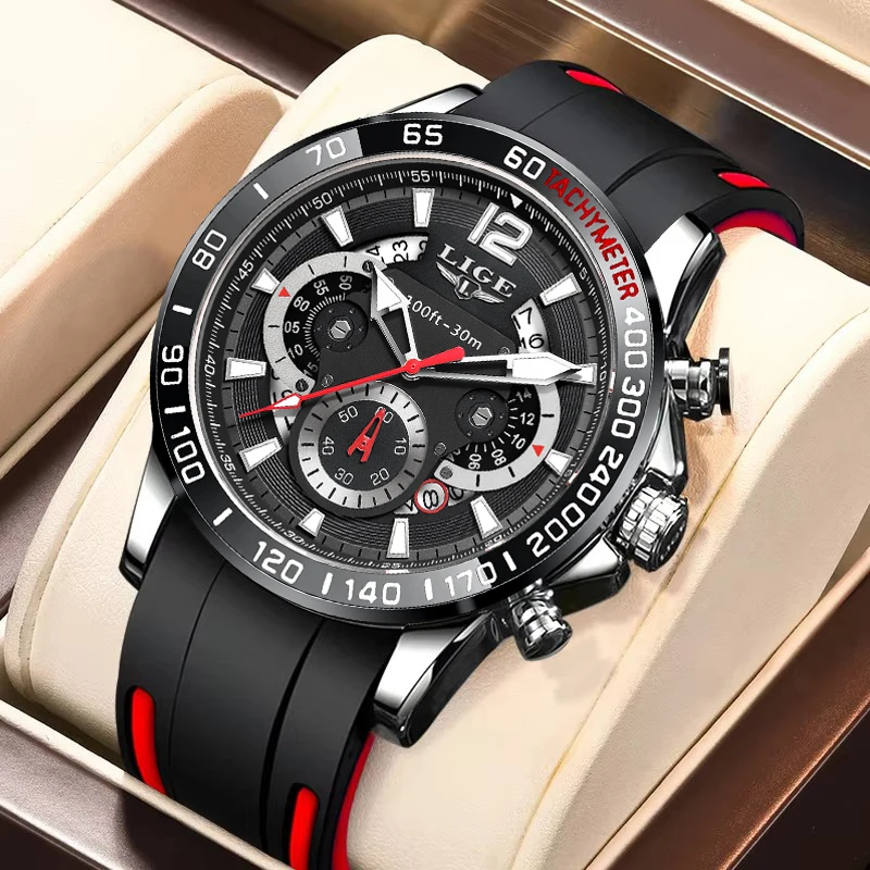 LIGE Herren Uhren Sport Chronograph Uhr für Männer Mode Edelstahl Quarz Armbanduhr Leucht Mann Uhr Relogio Masculino Image