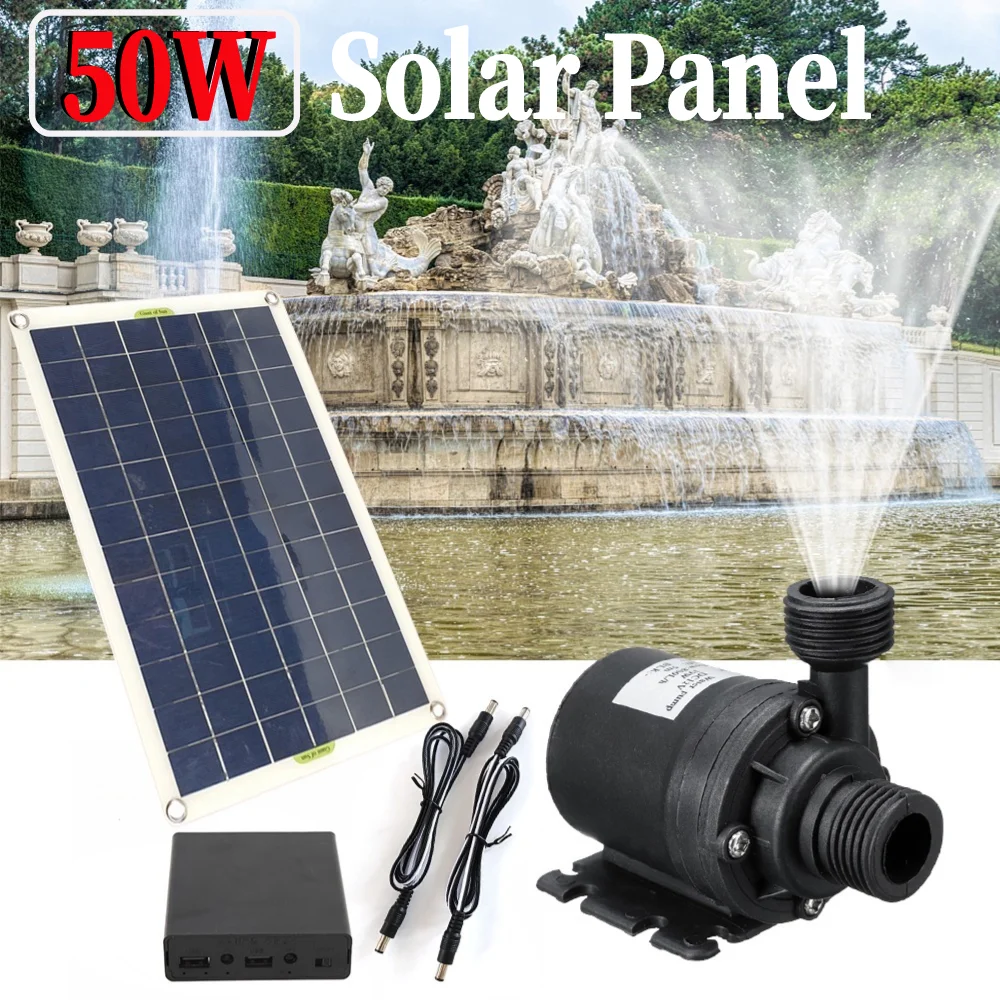 800l/h bürstenlose Solar wasserpumpe Kit 50w Solar panel leistungs starke Solar wasserpumpe für Fischteich Garten brunnen Dekoration Image
