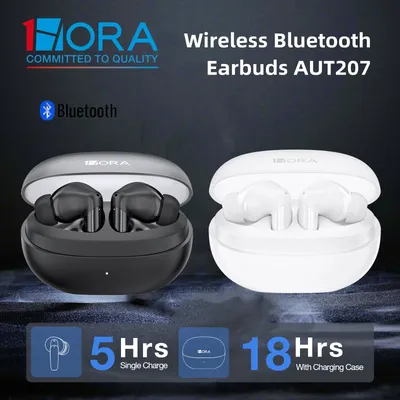 1HORA AUT207 Drahtlose Bluetooth-Ohrhörer Typ-C-Aufladung Smart Touch Control Schwarz/Weiß Kompatibel mit IOS/Android Image
