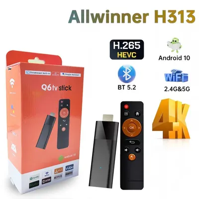 Q6 TV Stick Android TV Stick Neue Full HD 4K 1080P 4G 5G WiFi 6 BT5.2 Wireless Video Media Player Allwinner H313 Quad Core